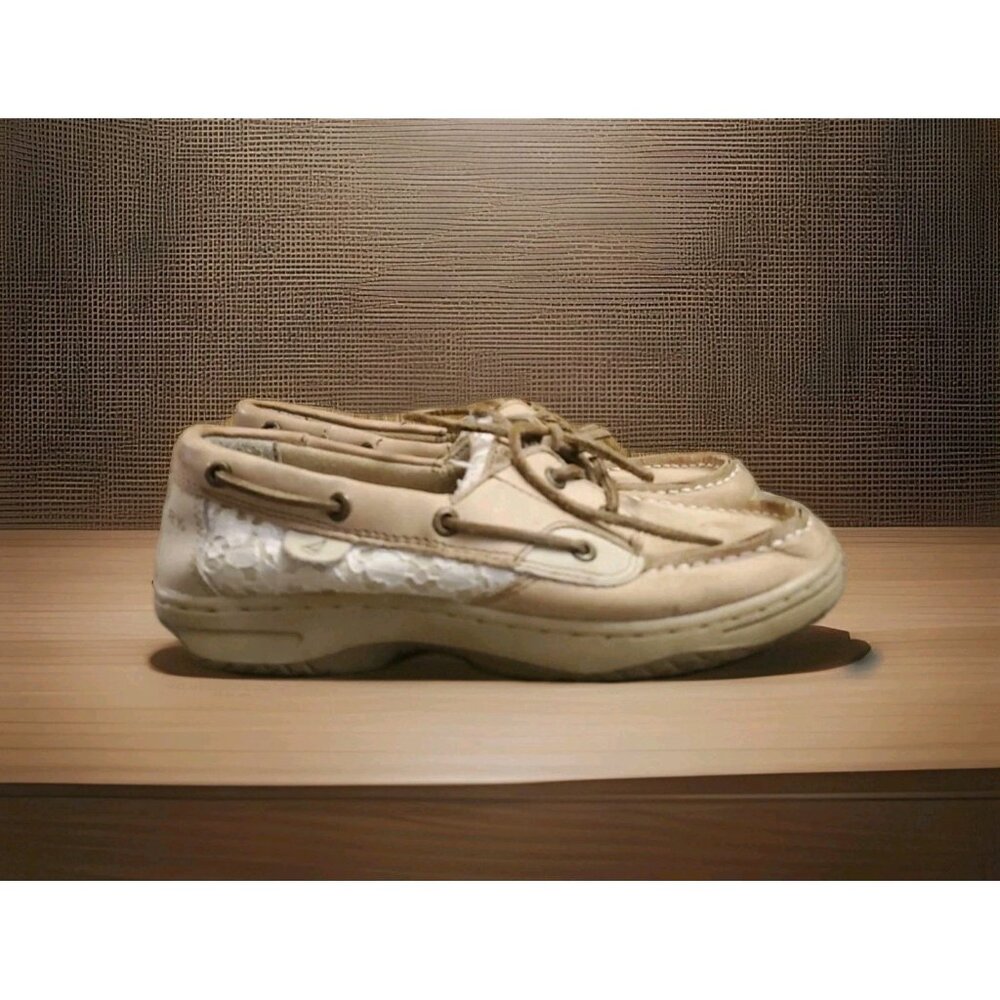 Sperry Topsider Linen Bluefish 2 Eye Youth Size 3.5 Brown